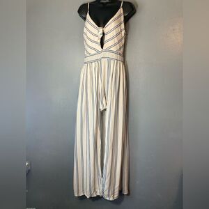 Rue21 Cream and Blue Striped romper with long skirt NWT